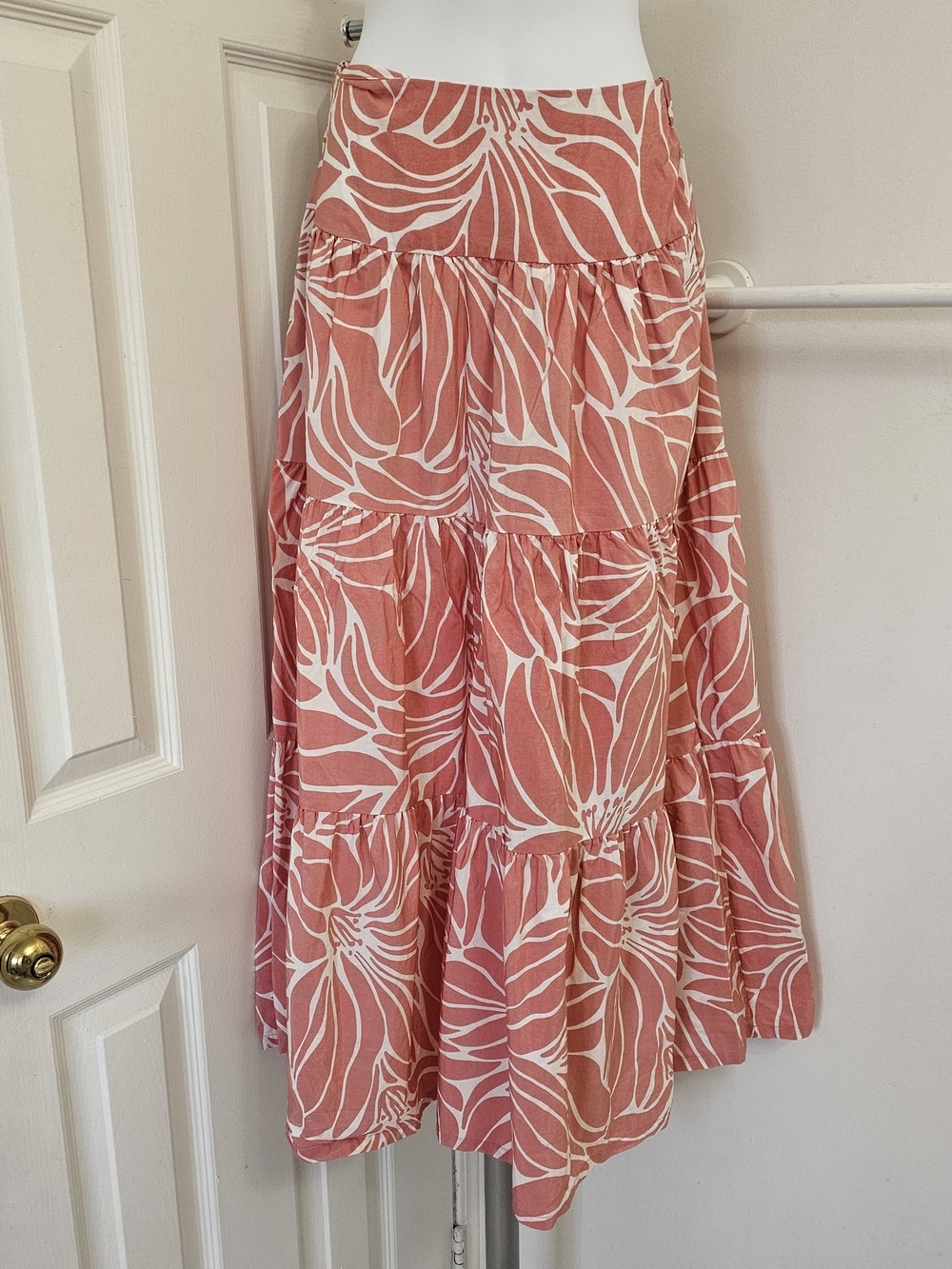 A new day Pink and White Printed Summer Skirt, Sz XS